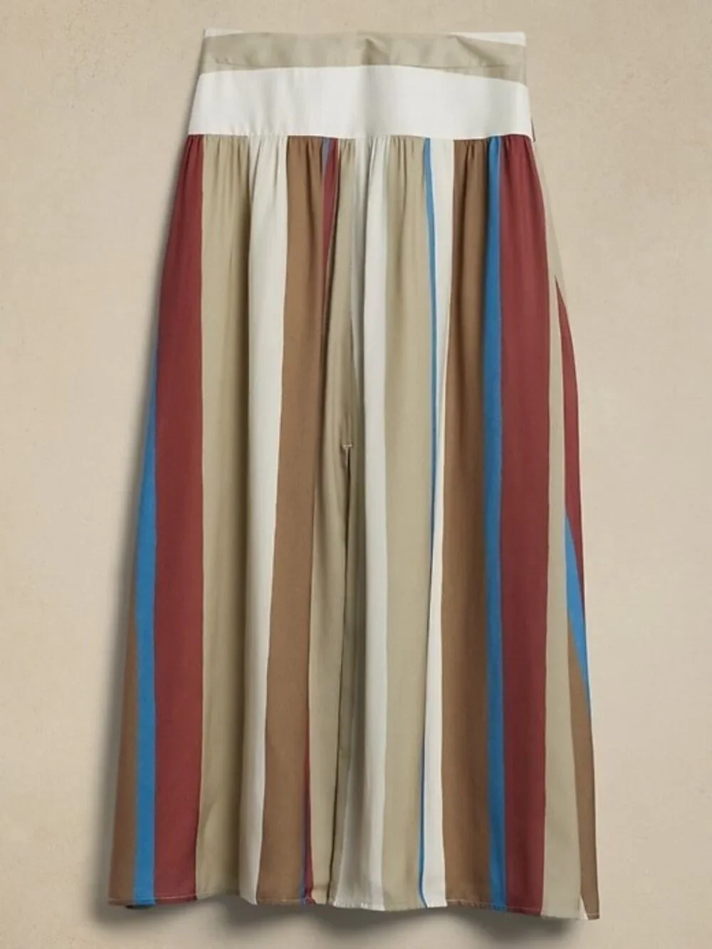 Banana Republic Drop Waist Maxi Skirt Silky Stripe Slit Sz 12P - Picture 2 of 5